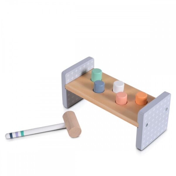 Ξύλινο Παιχνίδι με Σχήματα και Σφυρί Moni Toys 2525 Wooden Toy with Hammer18m+