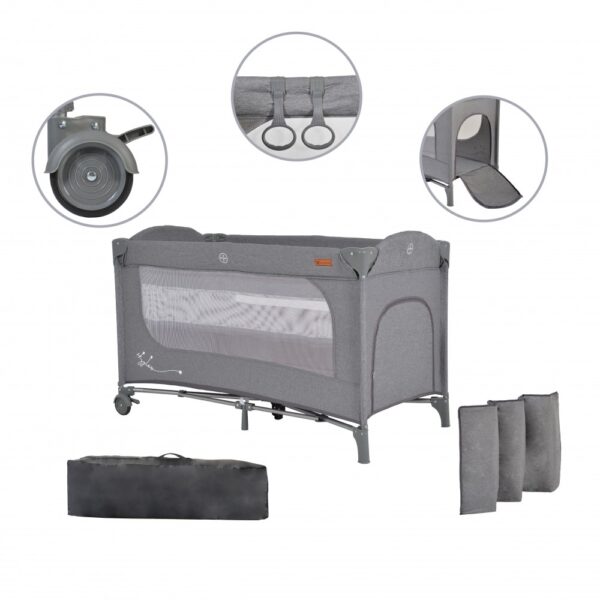 Παρκοκρέβατο Cangaroo Skyglow 2 Grey