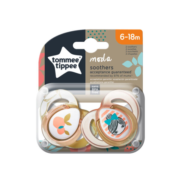 Πιπίλα Σιλικόνης Tommee Tippee Moda Soother Girl 6-18m 2τεμ.