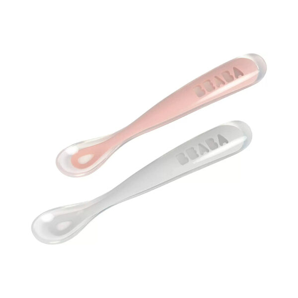 Σετ Κουτάλια Σιλικόνης με Θήκη Beaba Old Pink 2 τεμ.