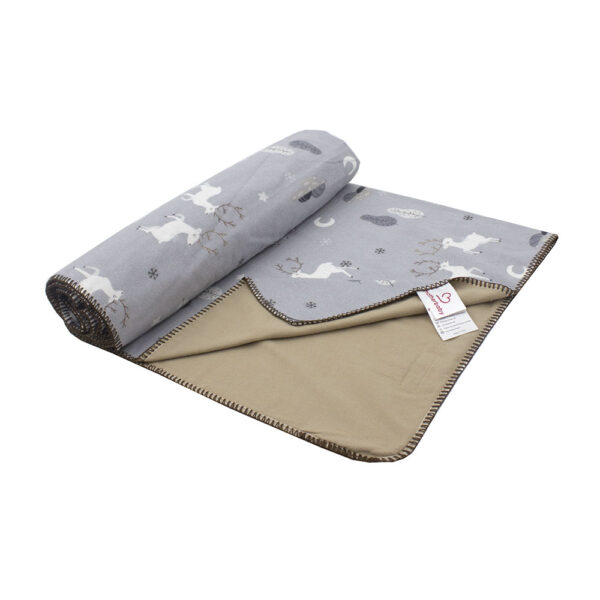 Κουβέρτα Διπλής Όψης Φανελένια Motherbaby Deer Grey