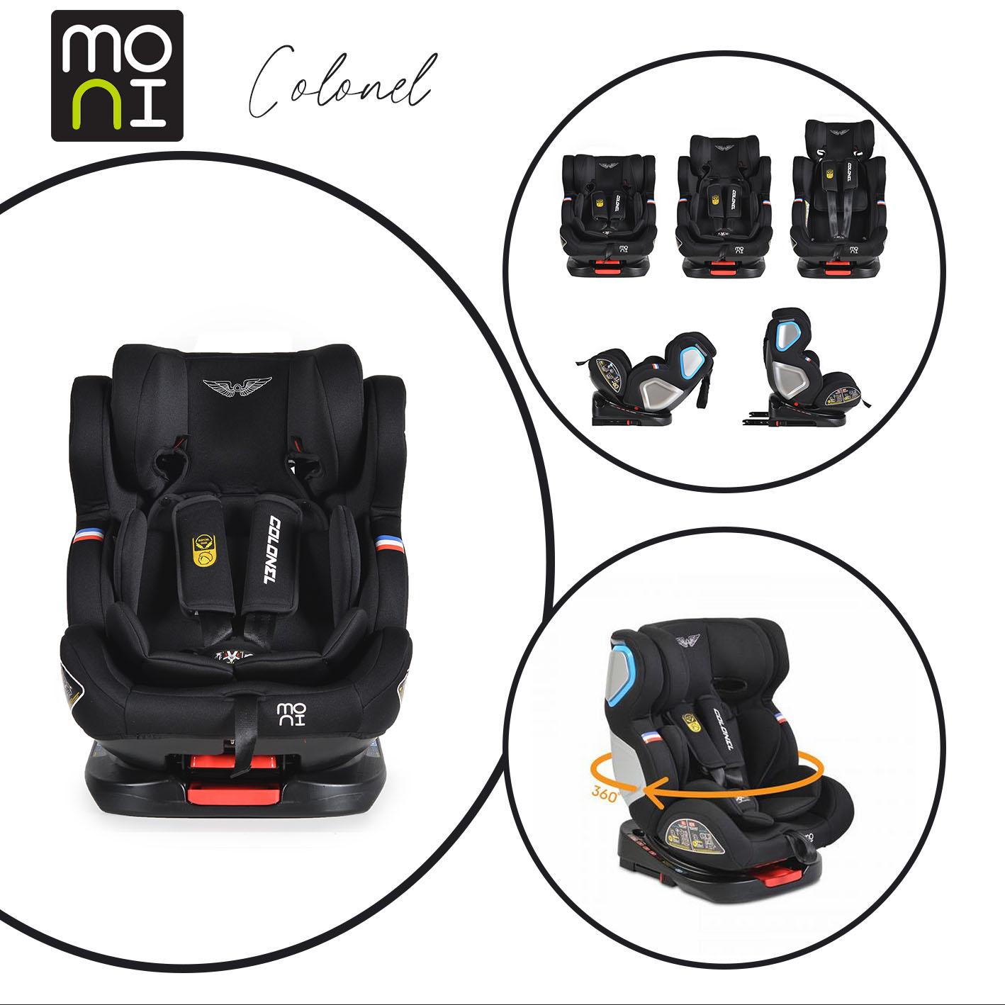 Κάθισμα Αυτοκινήτου Moni Colonel 360o Black 0-36kg | Mother Baby