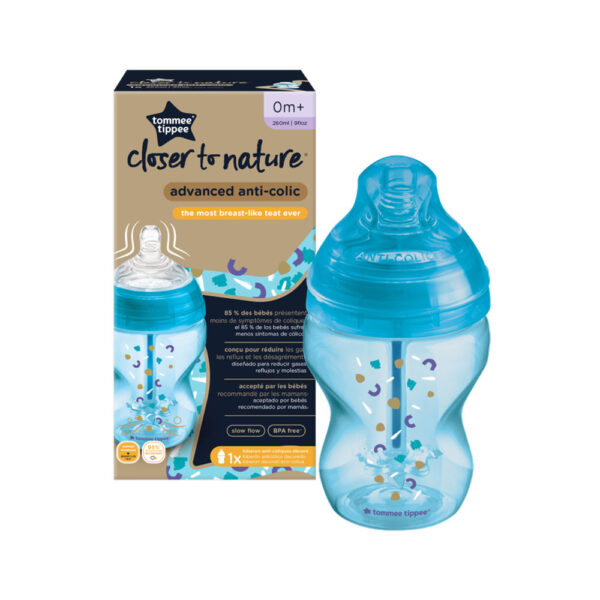 Μπιμπερό Tommee Tippee Advanced Anti-Colic Μικρής Ροής 260ml 0m+ Blue
