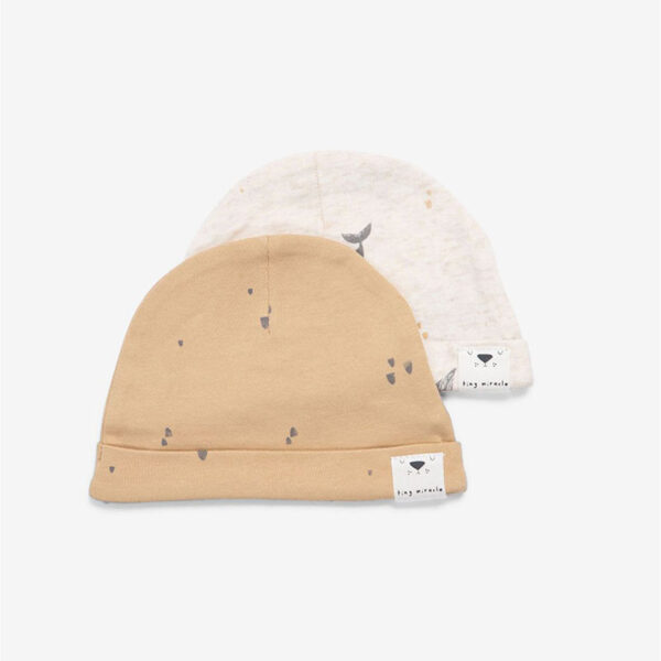Minene Σκουφάκια Newborn Hats Whale/Ocher (0-3) Σετ 2 τεμ
