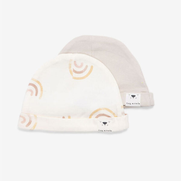 Minene Σκουφάκια Newborn Hats Rainbow/Cream (0-3) Σετ 2 τεμ