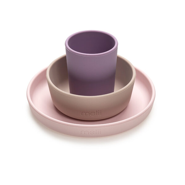 Σετ Φαγητού Σιλικόνης Melii Purple Grey Pink