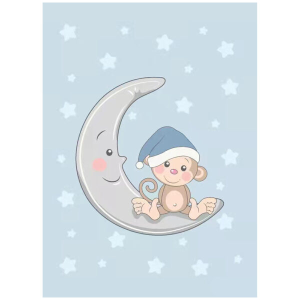 Κουβέρτα Βελουτέ Motherbaby Goodnight My Little Monkey Light Blue 80/110εκ