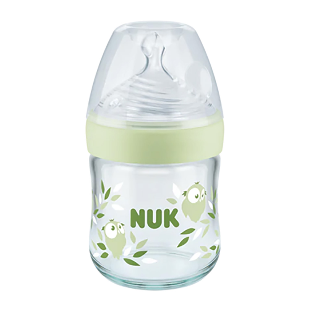 Μπιμπερό Nuk Γυάλινο Nature Sense με Θηλή Σιλικόνης 120ml Πράσινο | Mother  Baby
