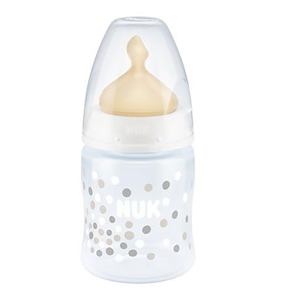 Μπιμπερό Nuk Πλαστικό First Choice με Ένδειξη Θερμοκρ. 120ml Θηλή Καουτσούκ  Λευκό 0-6μηνών | Mother Baby