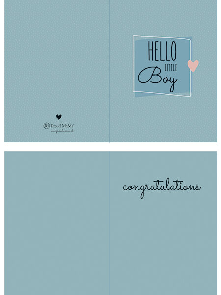 Ευχετήρια Κάρτα Γέννησης Proud Mama Hello Little Boy Blue