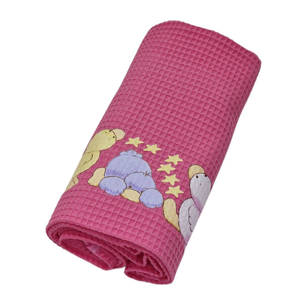 Πικέ Κουβέρτα Φούξια με Σχέδιο Παπί