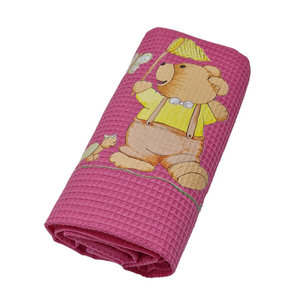 Πικέ Κουβέρτα Φούξια με Σχέδιο Απόχη