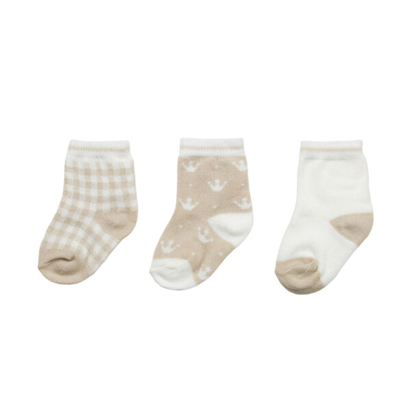 Καλτσάκια Motherbaby Beige Crowns Σετ 3 τεμ.