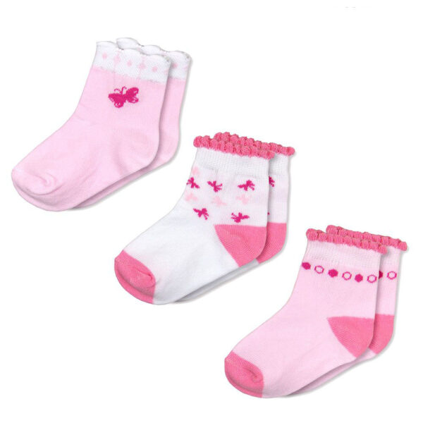 Καλτσάκια Motherbaby Pink Butterflies Σετ 3 τεμ.