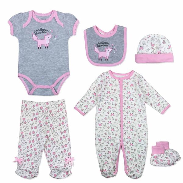 Βαμβακερό Σετ Motherbaby Woodland Adventure Pink 6 τεμ.