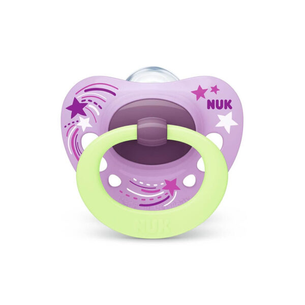 Πιπίλα Nuk Με Θήκη Σιλικόνης Signature Night Λευκή Κόκκινη Καρδούλες 18-36 μηνών