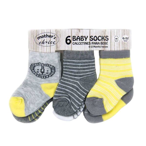 Καλτσάκια Motherbaby Yellow Grey Lion Σετ 6 τεμ.