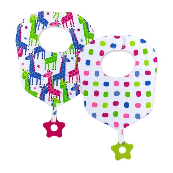 Σετ Σαλιάρες Μπαντάνες με Μασητικό Motherbaby Giraffe Pink 2 τεμ.