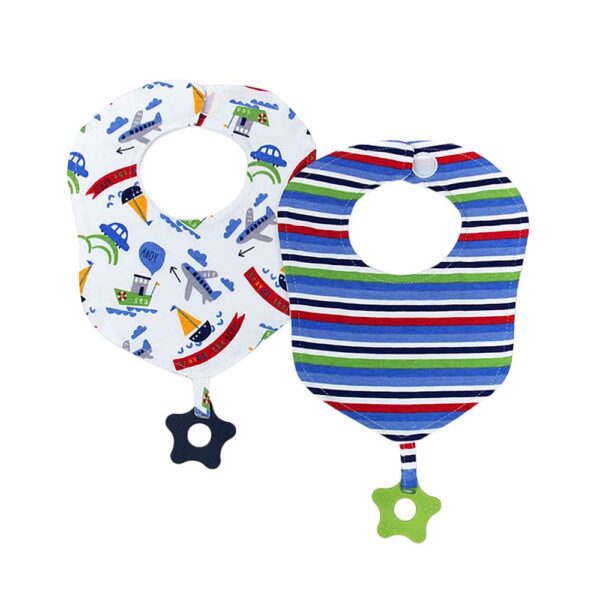 Σετ Σαλιάρες Μπαντάνες με Μασητικό Motherbaby Travel The World Blue 2 τεμ.