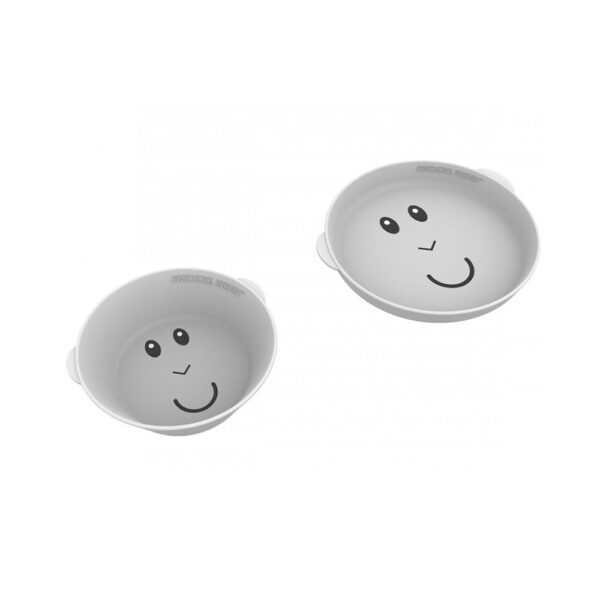 Μπωλ και Πιάτο Φαγητού Matchstick Monkey Bowl and Plate Cool Grey