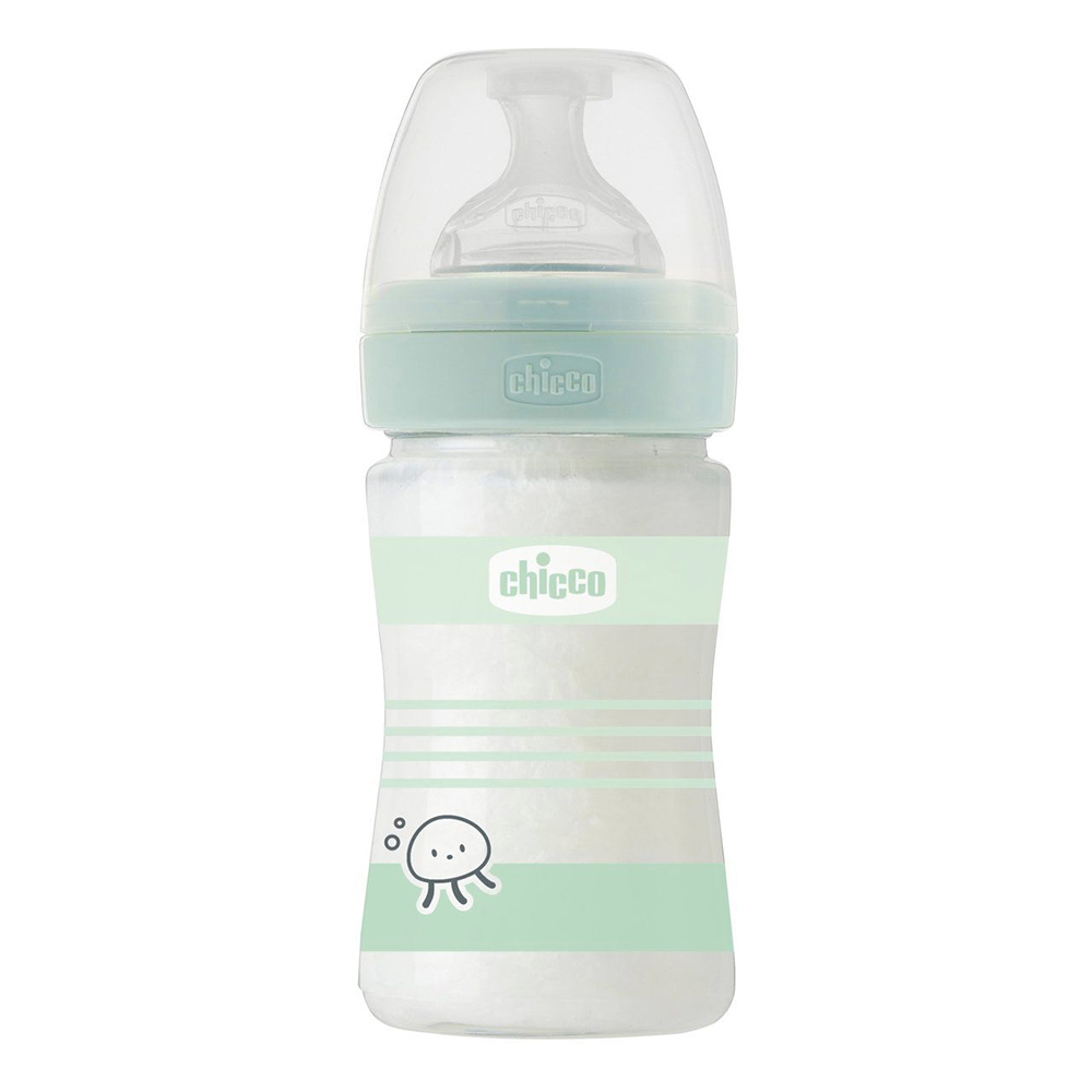 Μπιμπερό Γυάλινο Chicco Well Being Unisex Mint 150ML Θηλή Σιλικόνης 0Μ+ |  Mother Baby