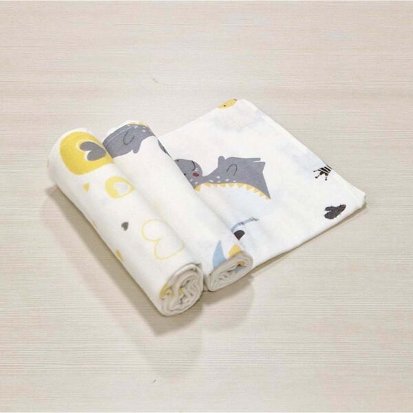 Πάνες Αγκαλιάς Φανελένιες Βαμβακερές Dino Κίτρινες Σετ 2 τεμ