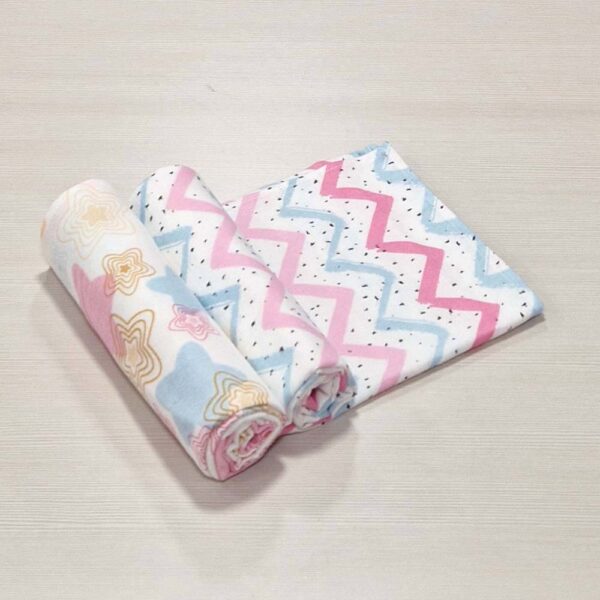 Πάνες Αγκαλιάς Φανελένιες Βαμβακερές Ζικ Ζακ Ροζ  Σετ 2 τεμ