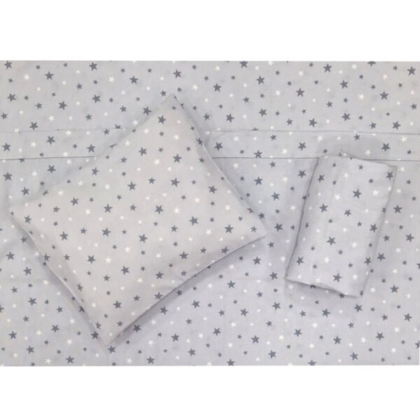 Φανελένια Σετ Σεντόνια Κούνιας Αστεράκια Γκρι 3 τεμ.
