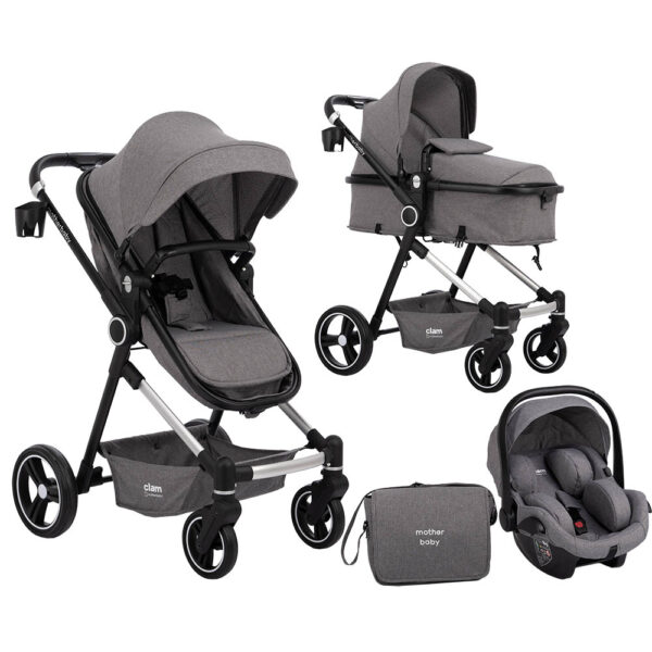 Σύστημα Μετακίνησης  Motherbaby Clam Grey 2σε1 Mε Κάθισμα i-Size 40-87cm