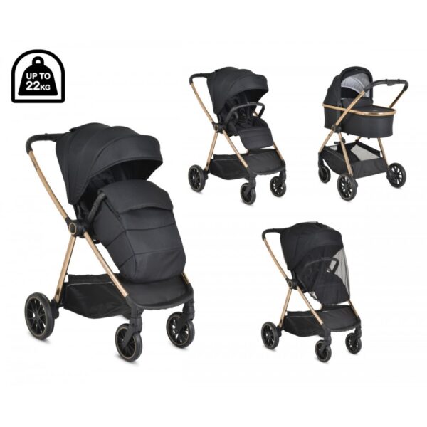 Καρότσι Cangaroo Hydra Black 2σε1 Black Με Πορτ Bebe