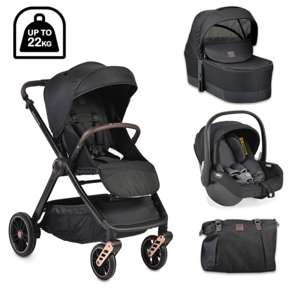 Σύστημα Καροτσιού Cangaroo Macan 3 σε1 Black με Κάθισμα i-Size 40-87cm