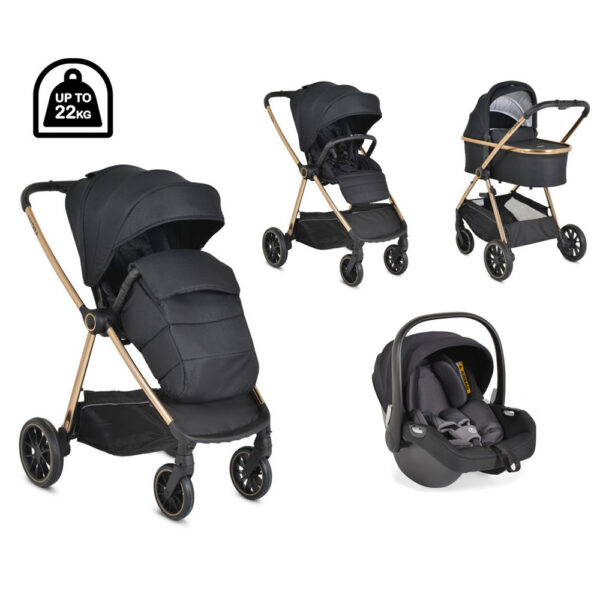 Σύστημα Καροτσιού Cangaroo Hydra 3σε1 Black με Κάθισμα i-Size 40-87cm