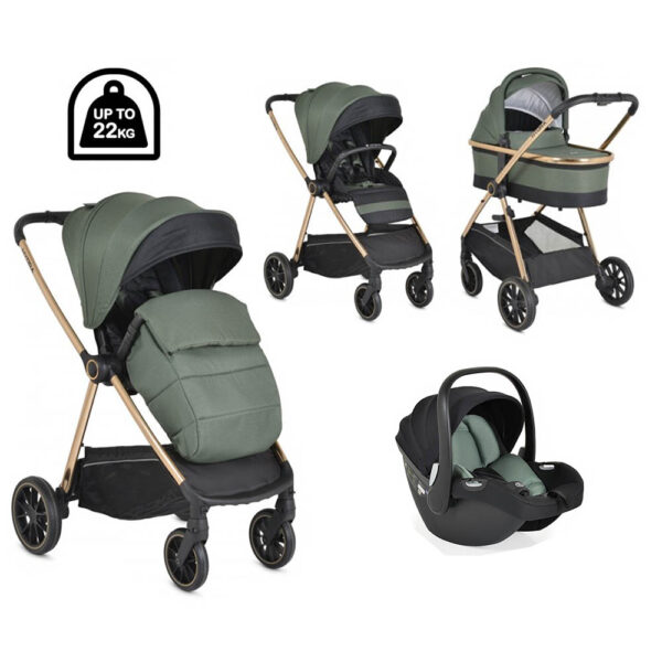 Σύστημα Καροτσιού Cangaroo Hydra 3σε1 Green με Κάθισμα i-Size 40-87cm