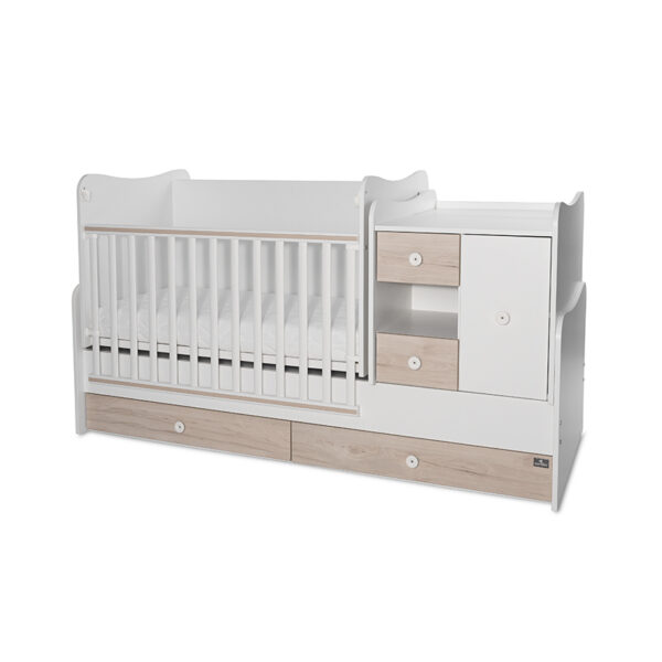 Πολυμoρφικό Κουνιστό Κρεβάτι 4σε1 Lorelli Minimax White/ Light Oak New 0-10ετών