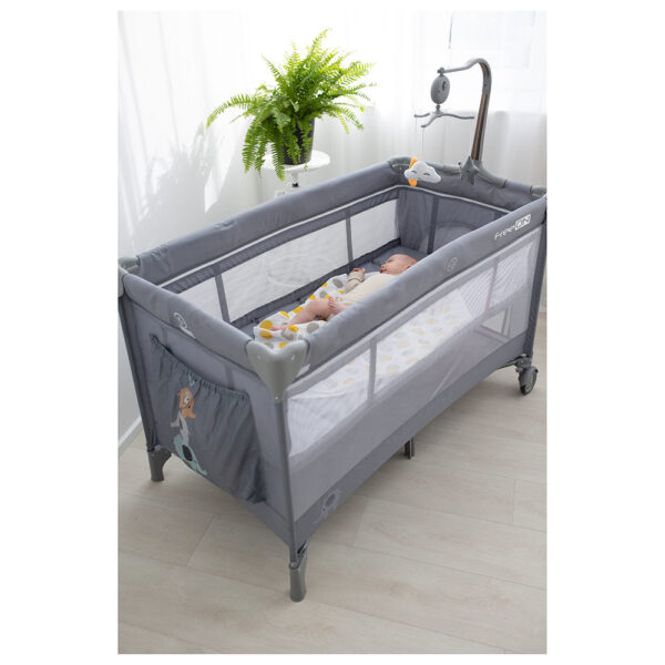 Παρκοκρέβατο FreeOn Elephants Grey 2 Επιπέδων