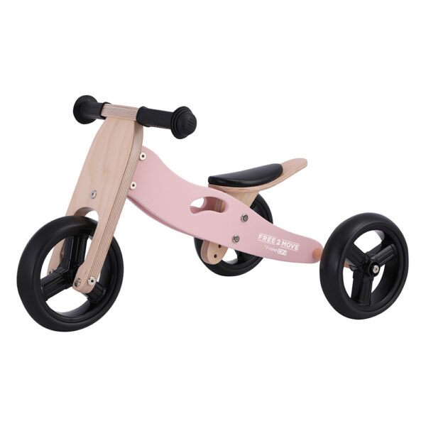 FreeOn Free2Move 2 σε 1 Rider Pink Ξύλινο Ποδήλατο Ισορροπίας και Τρίκυκλο 12m+