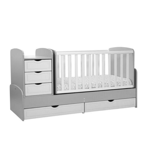 Πολυμoρφικό Κουνιστό Κρεβάτι 3σε1 Bella Baby Grey White 0-10 ετών