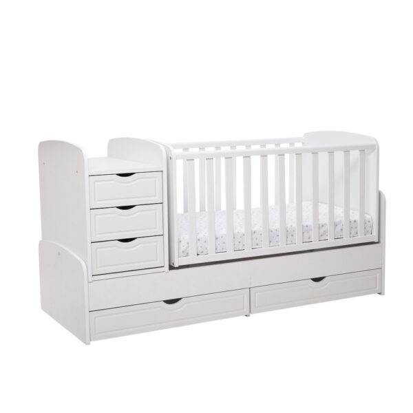 Πολυμoρφικό Κουνιστό Κρεβάτι 3σε1 Bella Baby All White 0-10 ετών