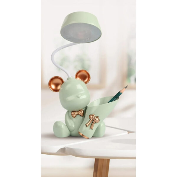 Zmart Φωτιστικό Γραφείου Αρκουδάκι με Μολυβοθήκη και Θύρα USB Green