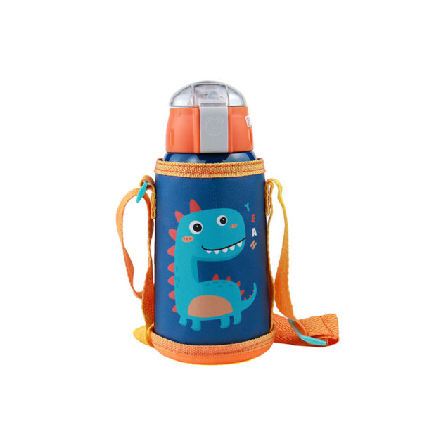 Zmart Παγούρι με Θήκη, Αυτόματο Άνοιγμα και Καλαμάκι Dino Orange