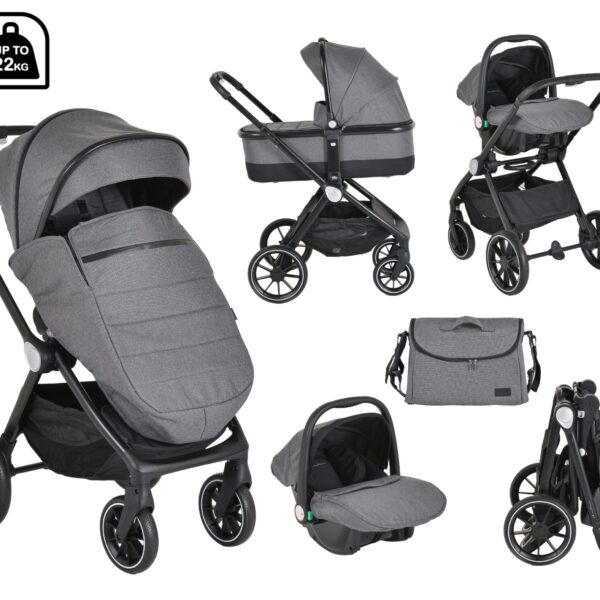 Σύστημα Καροτσιού Cangaroo Christiano 3 σε 1 Dark Grey
