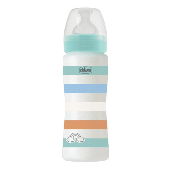 Chicco Μπιμπερό Πλαστικό Well Being Boy 330ml Θηλή Σιλικόνης 4m+