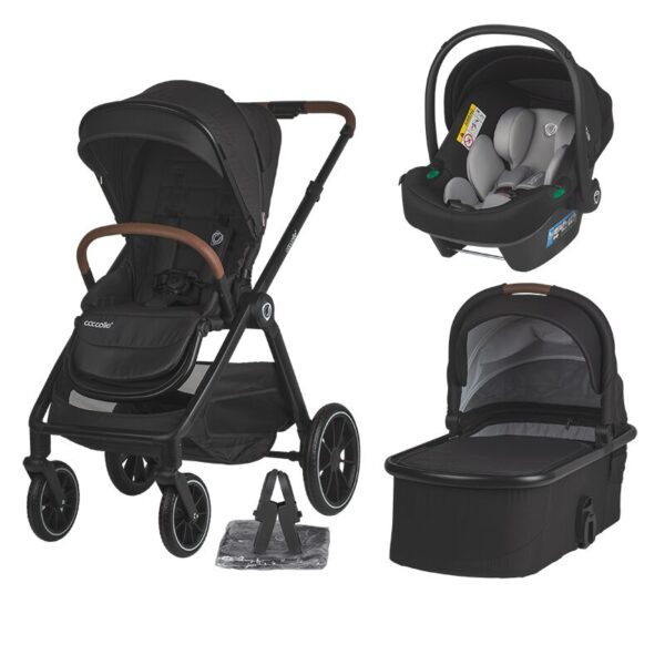 Smart Baby Coccolle Σύστημα Μετακίνησης Aspen 3σε1 Jet Black με Κάθισμα Αυτοκινήτου Knox Δώρο Τσάντα Μαμάς
