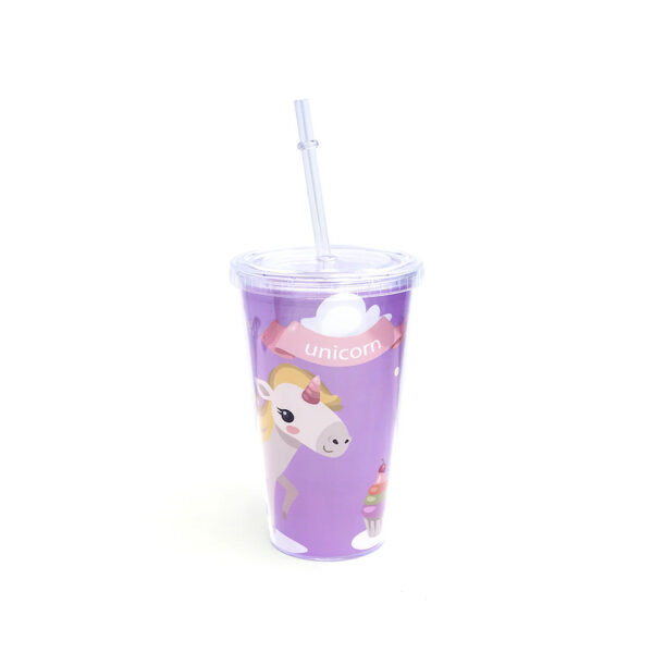 Zmart Ποτήρι με Καλαμάκι Unicorn Pink