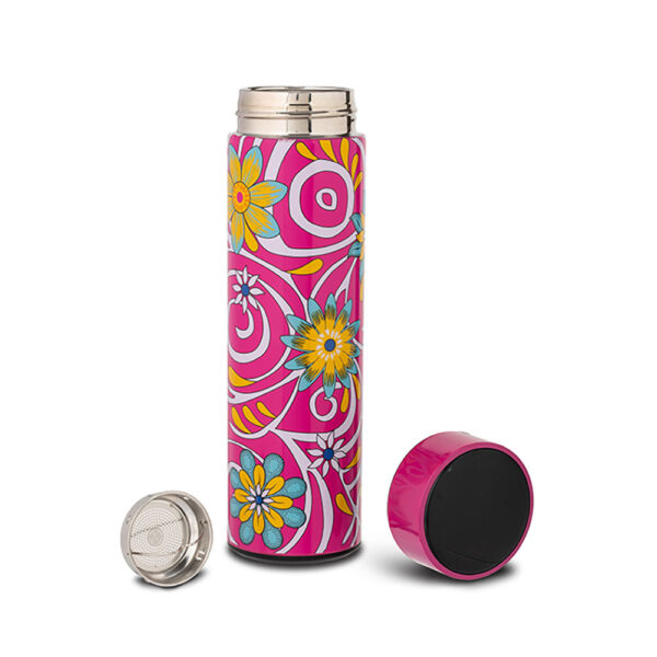 Nava We Care Θερμός Ανοξείδωτο με Φίλτρο και Ψηφιακή Ένδειξη Θερμοκρασίας στο Καπάκι, Magenta 500ml