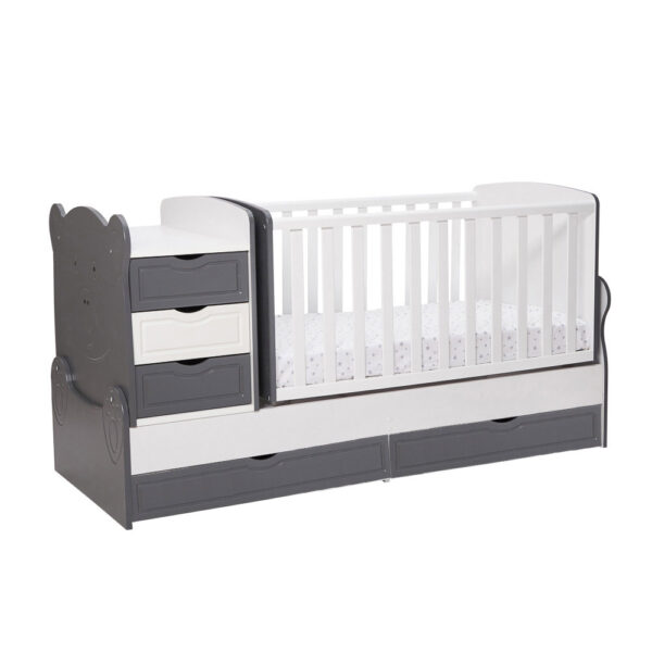 Πολυμoρφικό Κουνιστό Κρεβάτι 3σε1 MotherbabyPanda Grey/ White 0-10 ετών