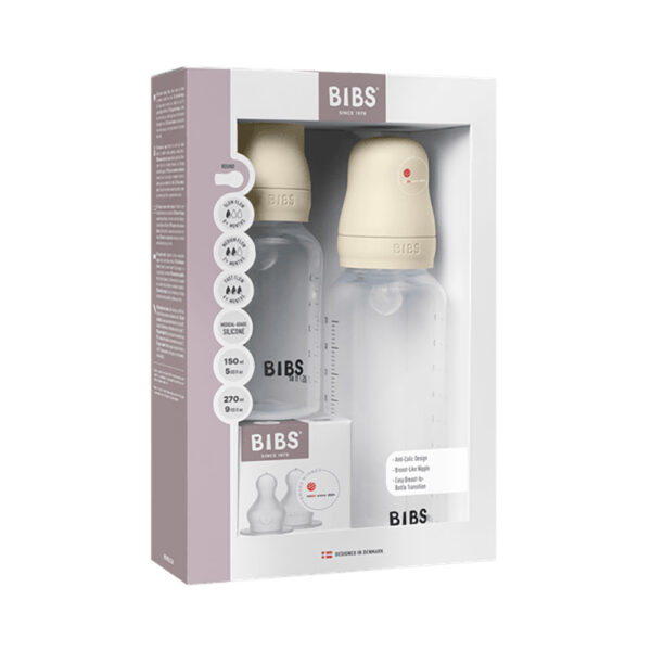 Bibs Σετ 2 τεμ Πλαστικό Μπιμπερό 150ml/ 270ml Σιλικόνης Ivory