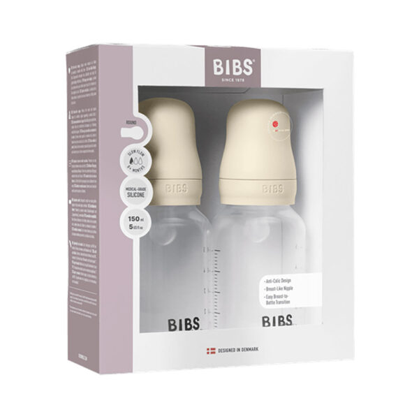 Bibs Σετ 2 τεμ Πλαστικό Μπιμπερό 150ml Σιλικόνης Ivory