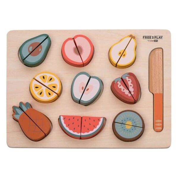 Free2Play Wooden Κοπή Φρούτων με Μαχαίρι και Δίσκο 18m+