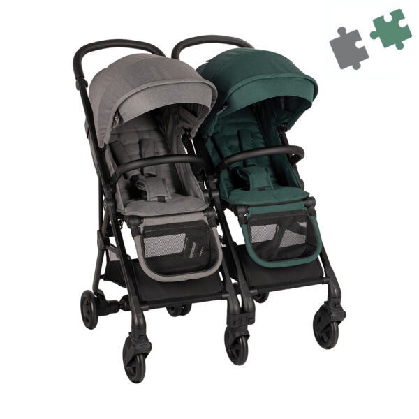 Two Bebe Καρότσι Διδύμων Διαιρούμενο Grey + Green